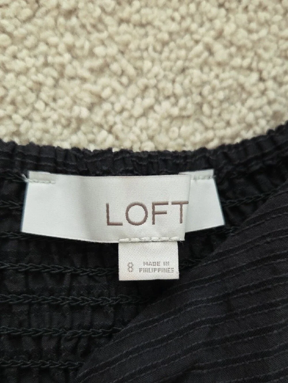 LOFT Black Puff-Sleeve Peplum Top